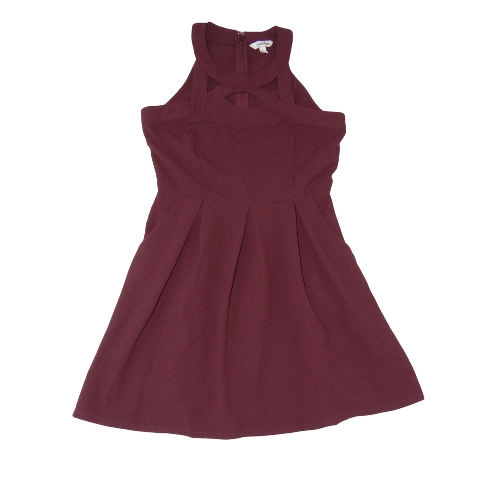 Speechless Womens Halter Fit and Flare Dress Burgundy Wine High Neck Size L